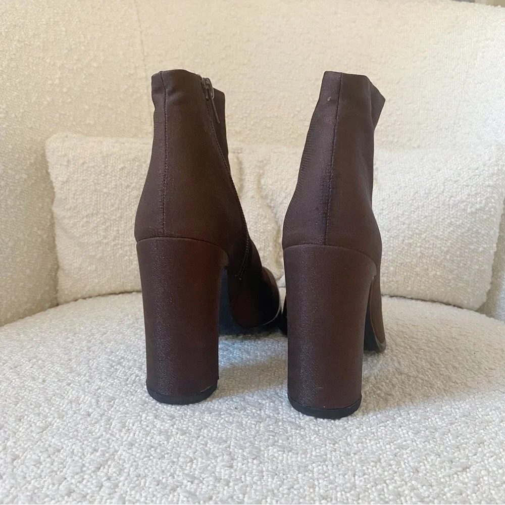 Vintage 90s Via Spiga Brown Metallic Almond Toe Ankle Block Heel Boots 36‎ 6